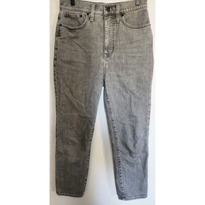 Madewell The Momjean High Rise Tapered Leg Grey Denim Jeans Sz 28 Stretch Comfy